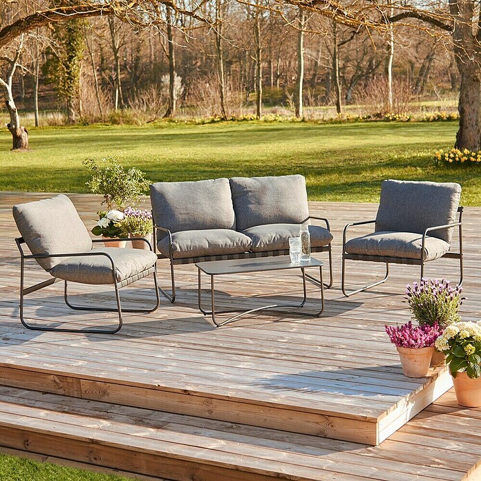 Conjunto de muebles Theodor (4 pzs., Acero/Poliéster, Antracita) | BAUHAUS
