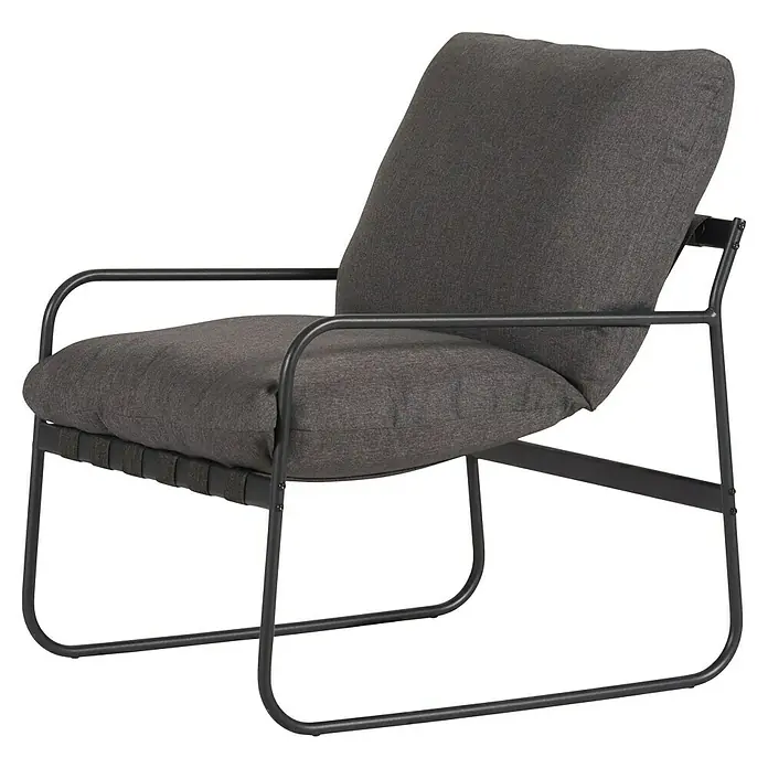 Conjunto de muebles Theodor - 4 pzs., Acero/Poliéster, Antracita - Elegante sillón lounge gris con una elegante estructura metálica. La silla es elegante y cómoda.