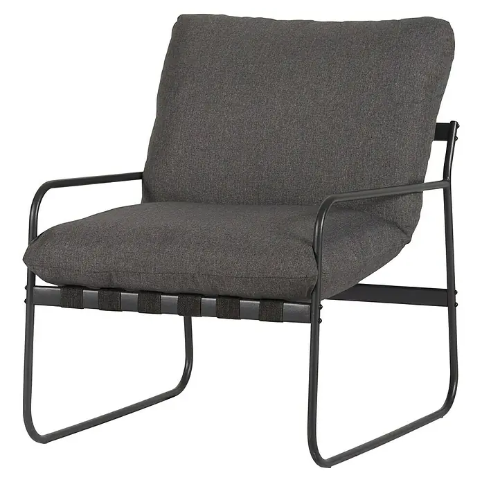 Conjunto de muebles Theodor - 4 pzs., Acero/Poliéster, Antracita - Este sillón moderno cuenta con una tapicería de tela gris y una elegante estructura de metal negro. Es el complemento perfecto para cualquier sala de estar.