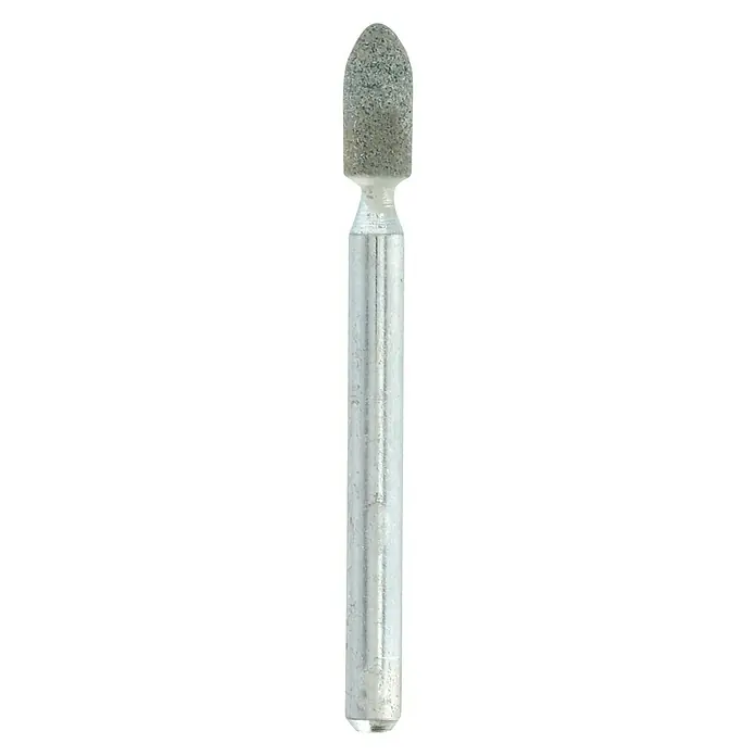 Dremel Schleifstein 83322 - Durchmesser Kopf: 3,2 mm, 3 Stk. - Nahaufnahme eines Nagelfräser-Aufsatzes mit Diamantbeschichtung, ideal für präzise Nagelarbeiten und Nageldesign.