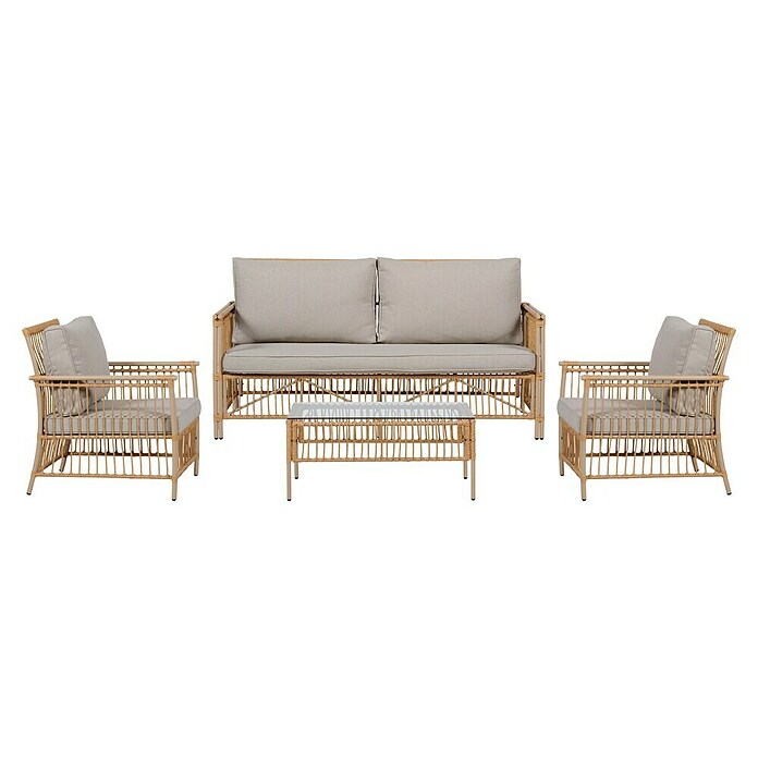 Conjunto de muebles Neel (4 pzs., Acero/Ratán sintético, Natural/Beige) | BAUHAUS