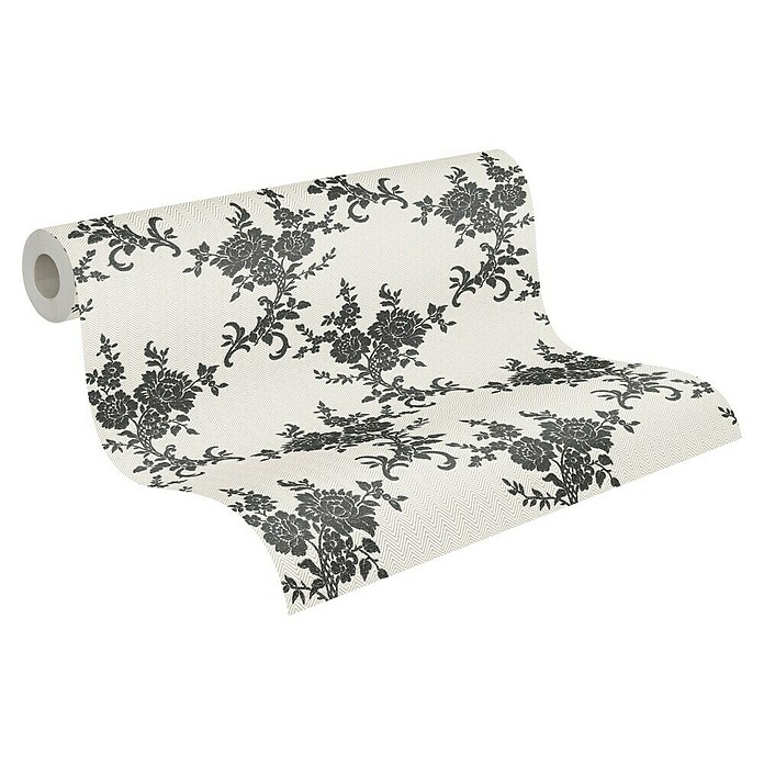 A.S. Création Vliestapete Blüten (Schwarz/Weiß, Floral, L x B: 10,05 x 0,53 m) | BAUHAUS