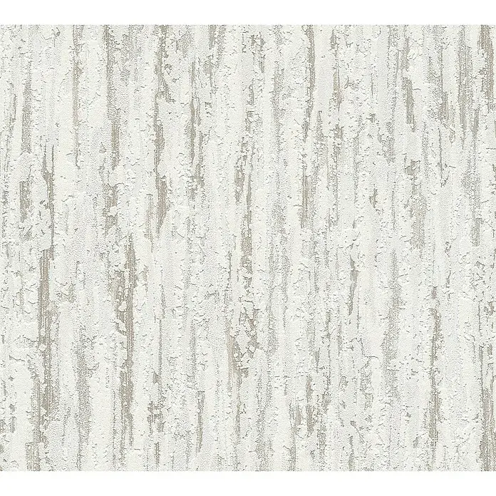 A.S. Création Vliestapete Putzstruktur - Weiß/Beige, Uni, L x B: 10,05 x 0,53 m - Strukturiertes Tapetenmuster in Weiß- und Grautönen, das eine interessante Textur und ein subtiles Design für moderne Innenräume bietet.