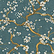 A.S. Création Metropolitan Stories Hot Spots Vliestapete Kirschblüte (Blau/Gold, Floral, 10,05 x 0,53 m) | BAUHAUS