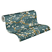 A.S. Création Metropolitan Stories Hot Spots Vliestapete Kirschblüte (Blau/Gold, Floral, 10,05 x 0,53 m) | BAUHAUS