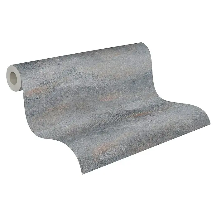 A.S. Création Metropolitan Stories Hot Spots Vliestapete Wellengrafik - Grau-Braun-Metallic, Wellen, 10,05 x 0,53 m - Nahaufnahme einer Rolle stilvoller, grau-brauner Vliestapete mit einem subtilen, modernen Design, ideal für elegante Raumgestaltung.