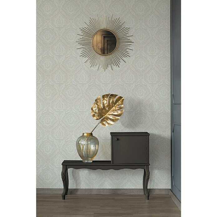 A.S. Création Vliestapete Ornament Barock (Weiß Glitzer, L x B: 10,05 x 0,53 m) | BAUHAUS