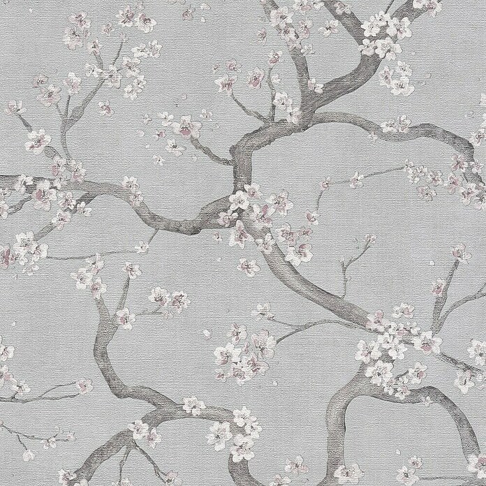 A.S. Création Metropolitan Stories Hot Spots Vliestapete Kirschblüte (Grau/Rosa, Floral, 10,05 x 0,53 m) | BAUHAUS