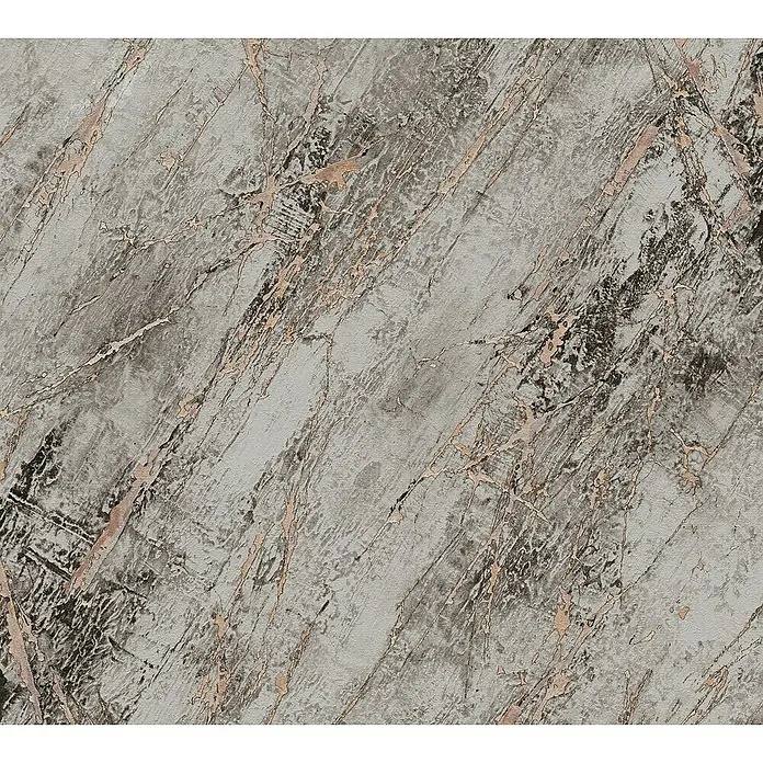 A.S. Création Metropolitan Stories Vliestapete Marmor - Grau/Schwarz, L x B: 10,05 x 0,53 m - Texturierte graue Marmor-Tapete mit zarten goldenen Akzenten für ein edles Wanddesign.