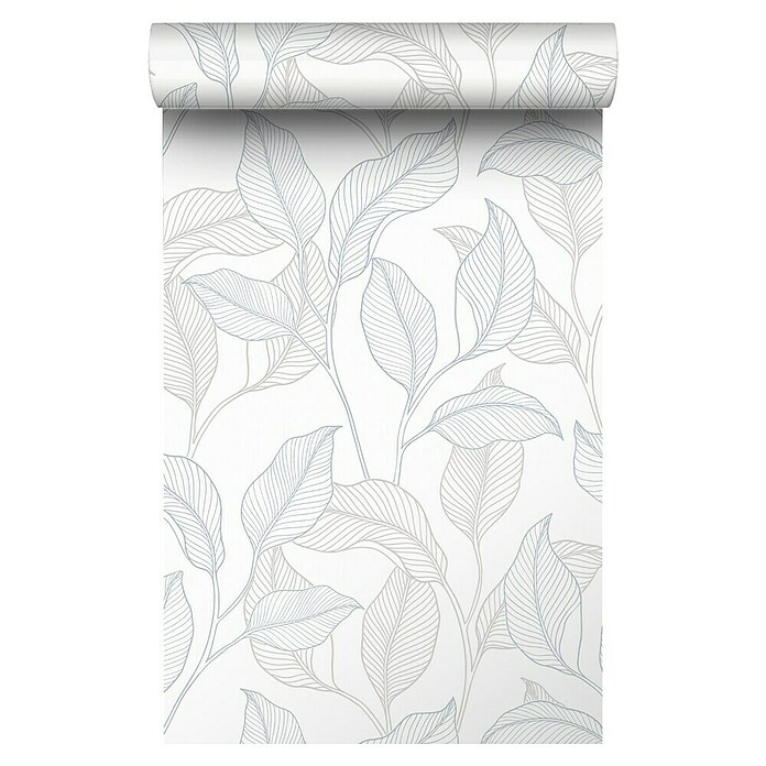 Papel pintado Vegetal Hojas (Azul, Floral, 10 x 0,53 m) | BAUHAUS