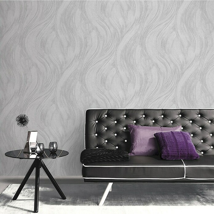 Papel pintado Texturado Ondas (Gris, Ondas, 10 x 0,53 m) | BAUHAUS