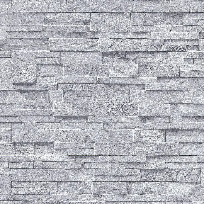 Papel pintado Piedra - Gris, Efecto piedra, 10 x 0,53 m - Papel pintado de pared de piedra gris de alta calidad con textura realista. Ideal para espacios modernos con un toque elegante y natural.
