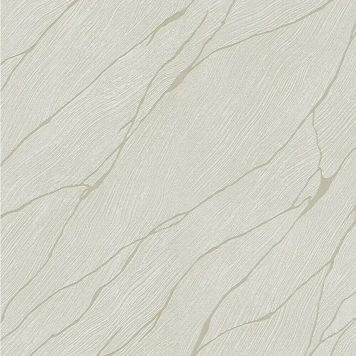 Papel pintado Texturado Mármol - Blanco, Efecto piedra, 10 x 0,53 m - Primer plano de un papel pintado texturizado de color crema con sutiles patrones ondulados y elegantes toques marrón claro.