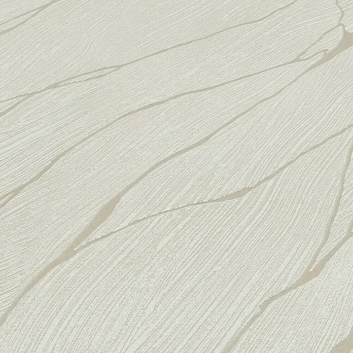 Papel pintado Texturado Mármol - Blanco, Efecto piedra, 10 x 0,53 m - Primer plano de un papel pintado blanco roto con un diseño ondulado en relieve.