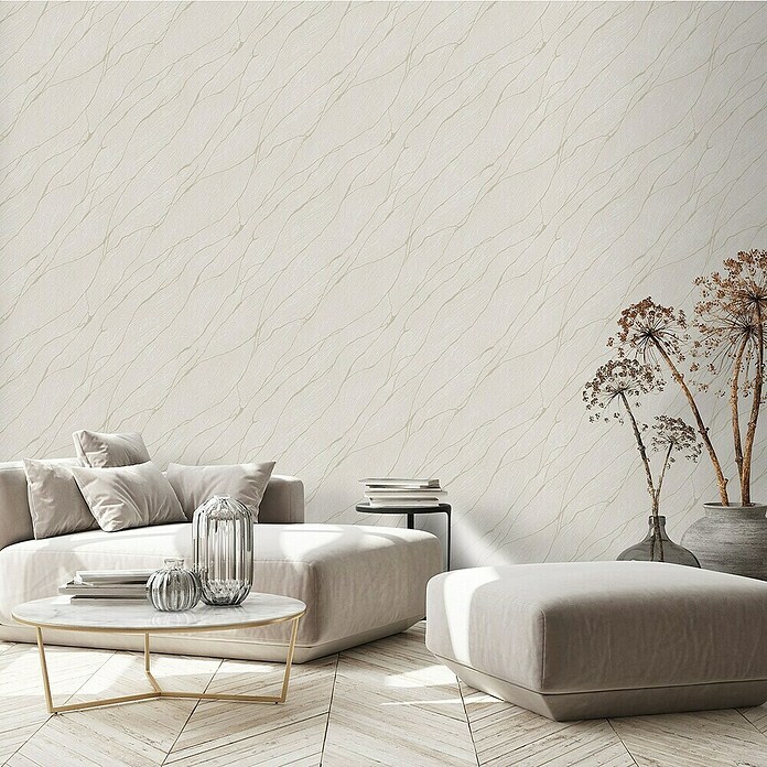 Papel pintado Texturado Mármol (Blanco, Efecto piedra, 10 x 0,53 m) | BAUHAUS