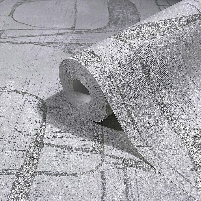 Marburg Papel pintado de vellón Geométrico Cuadrado (Gris, Gráfico, 10 x 0,53 m) | BAUHAUS