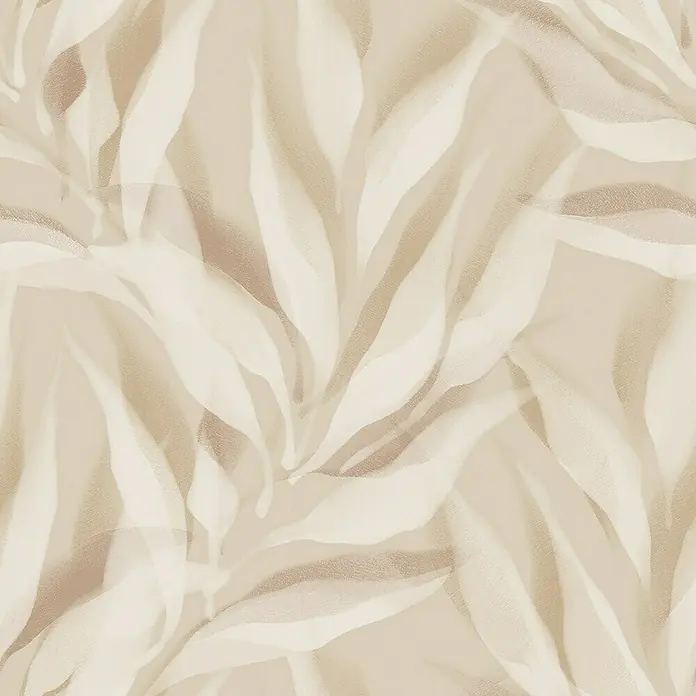 Papel pintado Vegetal Hojas - Salmón, Floral, 10 x 0,53 m - Patrón de hojas beige: Diseño floral suave con formas de hojas abstractas en varios tonos de beige. Un patrón elegante y relajante para diversas aplicaciones.