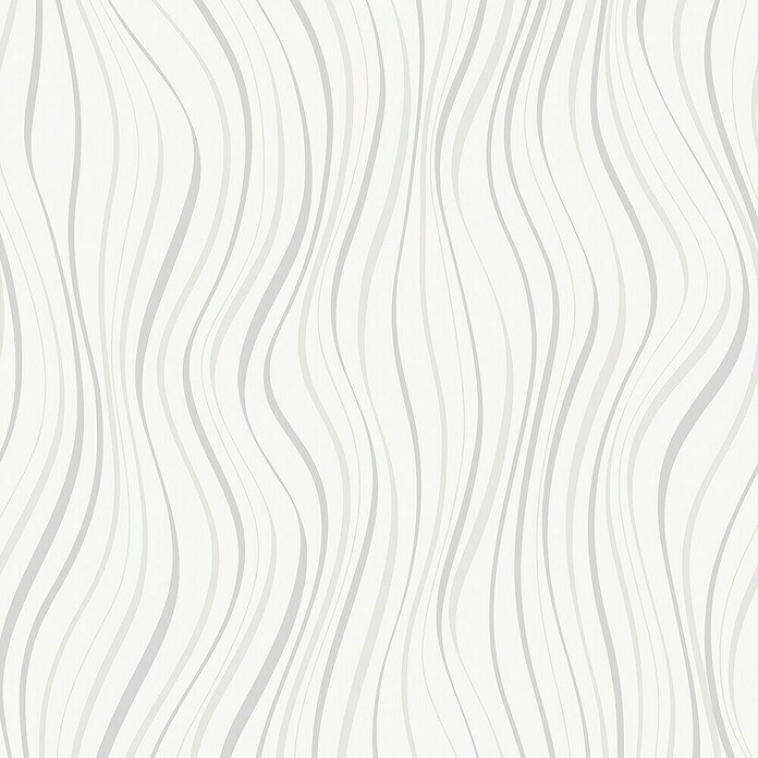 Papel pintado Ondas (Blanco, Ondas, 10 x 0,53 m) | BAUHAUS