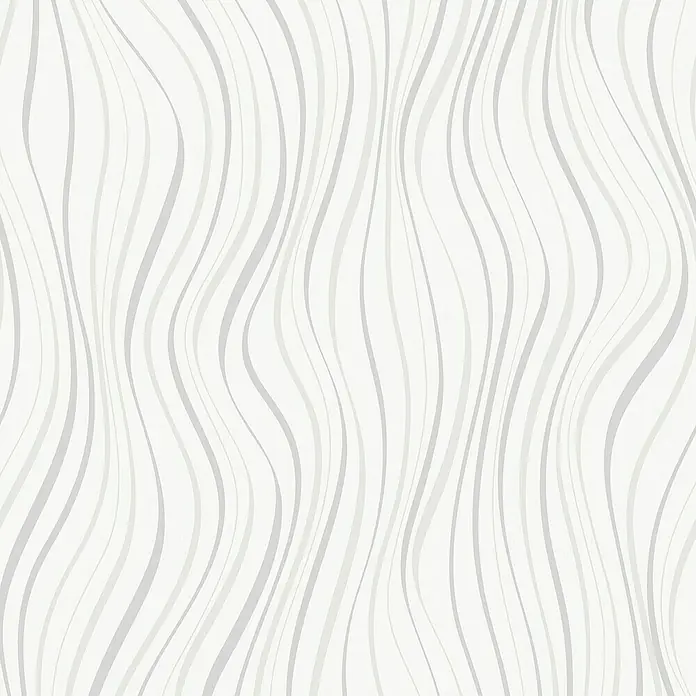 Papel pintado Ondas - Blanco, Ondas, 10 x 0,53 m - Papel pintado blanco con líneas onduladas. El diseño sencillo es adecuado para interiores modernos, añadiendo una textura relajante.
