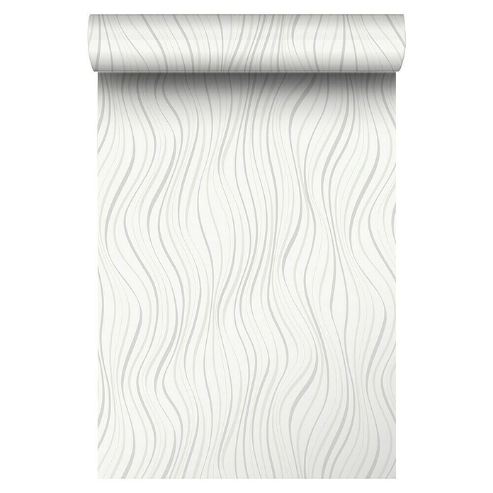 Papel pintado Ondas (Blanco, Ondas, 10 x 0,53 m) | BAUHAUS