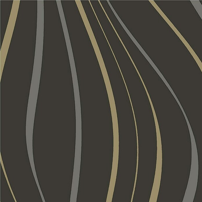 Papel pintado Ondas (Negro, Ondas, 10 x 0,53 m) | BAUHAUS