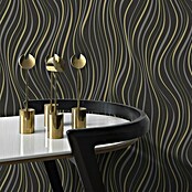Papel pintado Ondas (Negro, Ondas, 10 x 0,53 m) | BAUHAUS