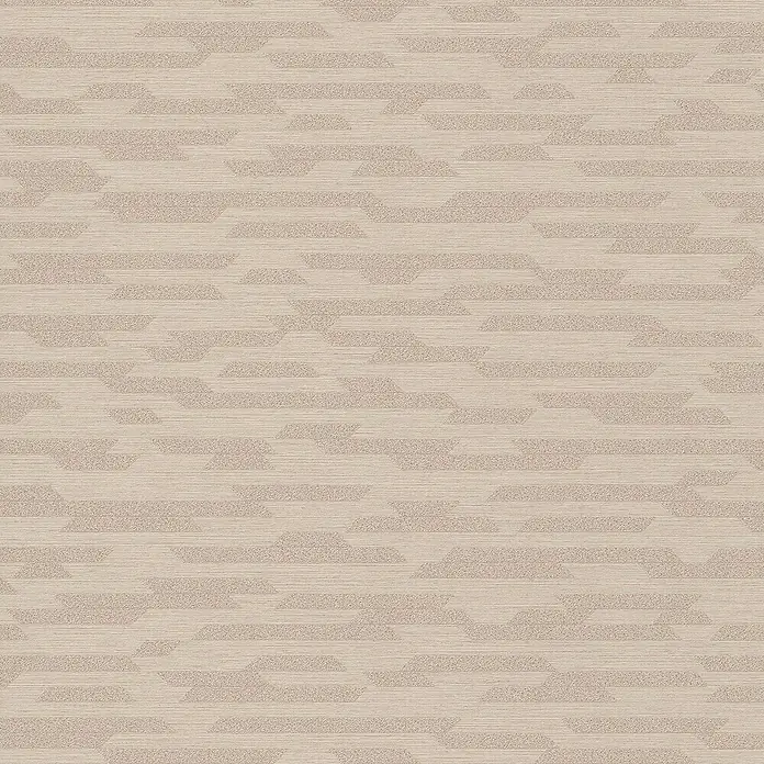 Papel pintado Texturado Geométrico - Salmón, Gráfico, 10 x 0,53 m - Un diseño de papel pintado beige con líneas horizontales y formas geométricas sutiles, ideal para espacios habitables.