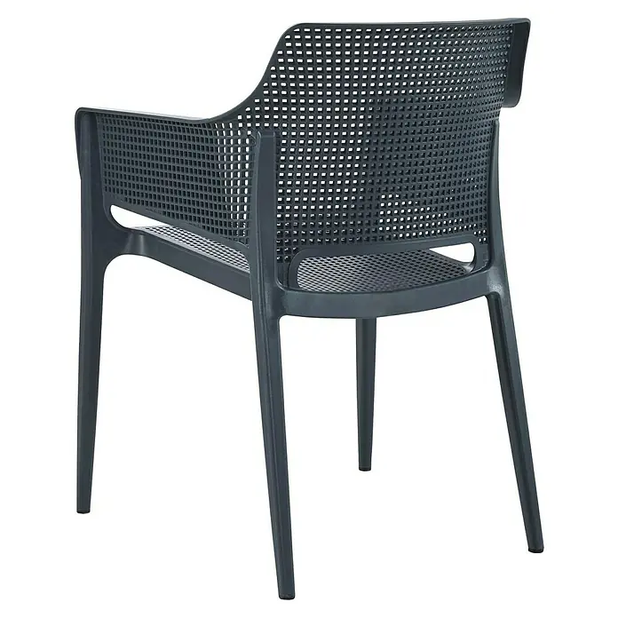 Bonlay Gartensessel Luna - Kunststoff, Anthrazit, B x T x H: 46 x 44 x 80 cm - Elegante graue Netz-Armlehnenstuhl, ideal für den Innen- und Außenbereich. Komfort und Stil vereinen sich in diesem modernen Möbelstück.