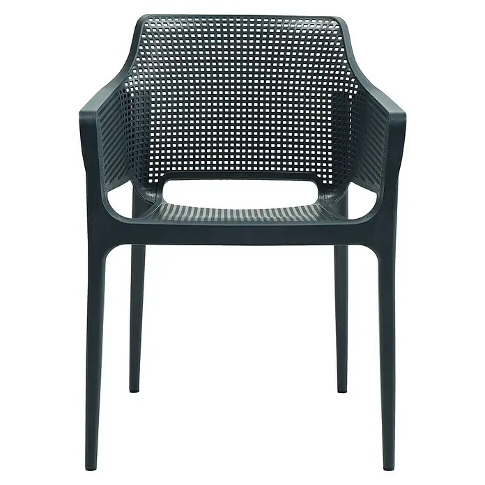 Bonlay Gartensessel Luna - Kunststoff, Anthrazit, B x T x H: 46 x 44 x 80 cm - Grauer Kunststoff-Armlehnstuhl mit quadratischem Muster. Der Stuhl ist robust und modern.