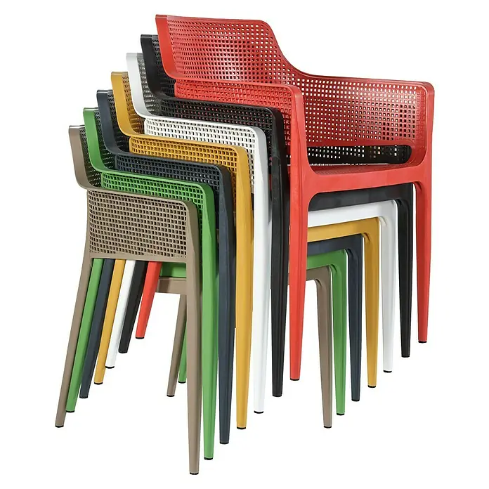 Bonlay Gartensessel Luna - Kunststoff, Anthrazit, B x T x H: 46 x 44 x 80 cm - Stapel von farbenfrohen, modernen Kunststoffstühlen mit Armlehnen, ideal für den Innen- und Außenbereich.