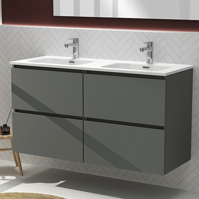 Artysan Conjunto de mueble de baño Harmony (Ancho: 120 cm, Gris oscuro, 3 pzs.) | BAUHAUS