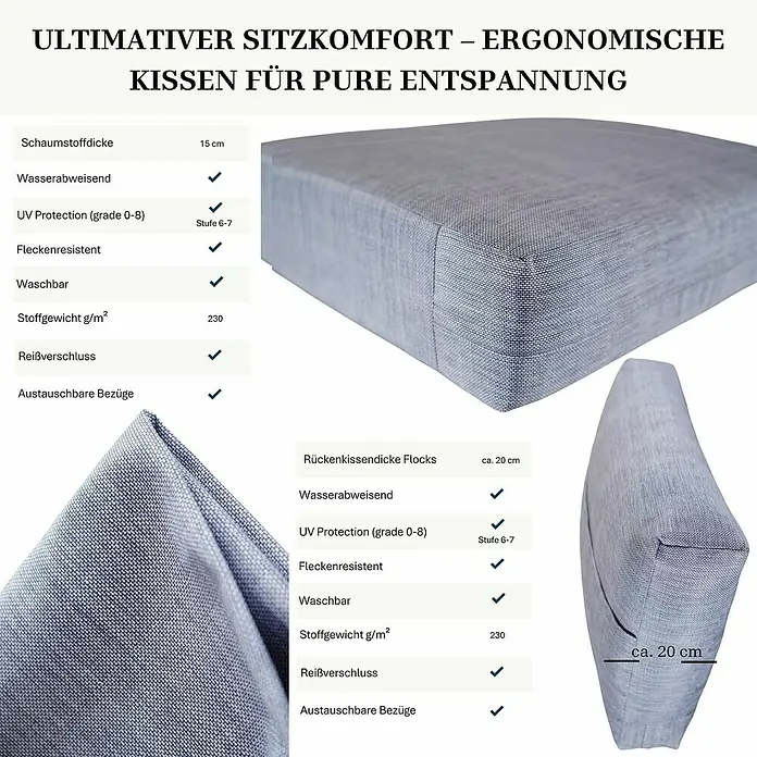 Bonlay Loungesofa-Mittelelement Nova - B x T x H: 58 x 65 x 85 cm, Aluminium, Textilene, Anthrazit - Komfortable Sitzkissen und ergonomische Rückenkissen für pure Entspannung, mit wasserabweisendem Bezug, UV-Schutz und austauschbaren Bezügen.