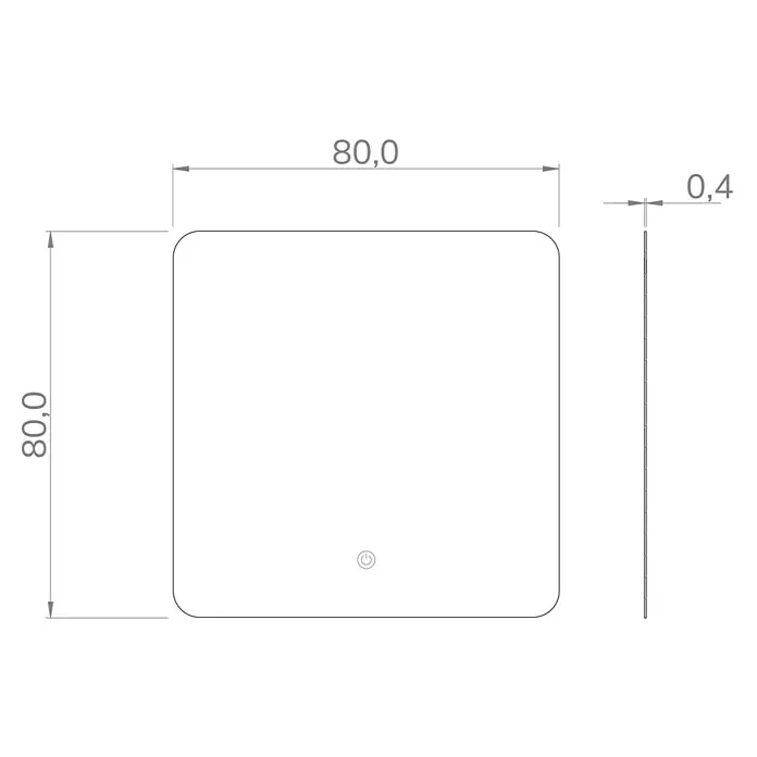 Artysan Espejo con luz - An x Al: 80 x 80 cm, LED, 36 W, Función antivaho - Espejo cuadrado con esquinas redondeadas, dimensiones 80,0 x 80,0 x 0,4 cm, ideal para baños modernos.