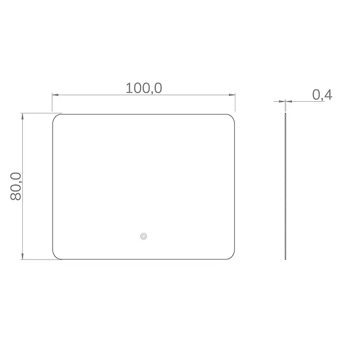 Artysan Espejo con luz - An x Al: 100 x 80 cm, LED, 36 W, Función antivaho - Imagen de un panel LED cuadrado, que mide 100,0 x 80,0 x 0,4, perfecto para aplicaciones de iluminación moderna.