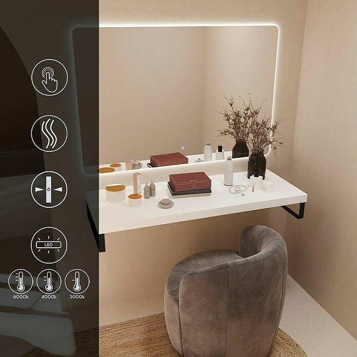 Artysan Espejo con luz LED (An x Al: 120 x 80 cm, LED) | BAUHAUS