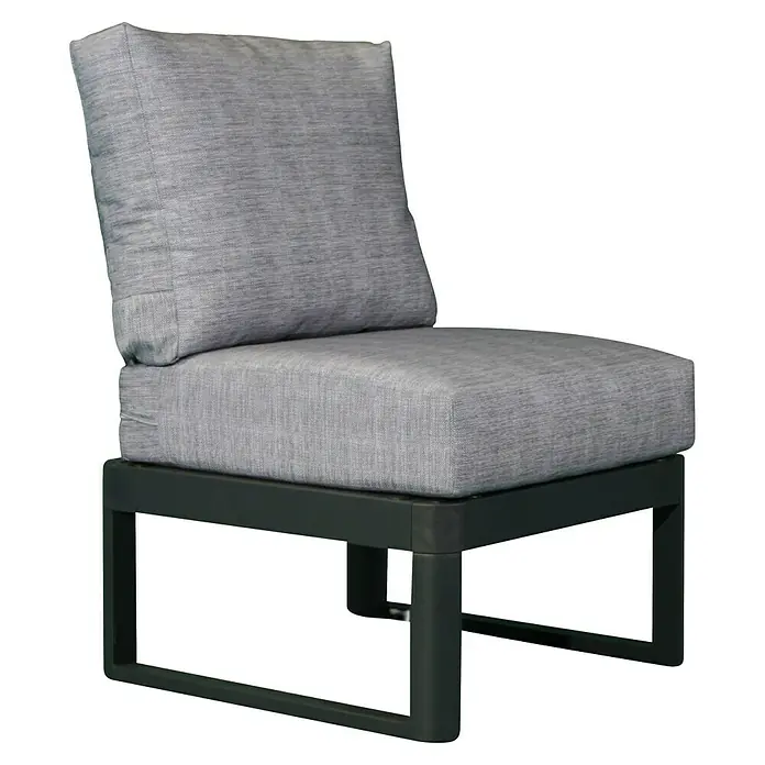 Bonlay Loungesofa-Mittelelement Nova - B x T x H: 58 x 65 x 85 cm, Aluminium, Textilene, Anthrazit - Abbildung eines einzelnen grauen Stuhls mit dicken Polstern und schwarzem Rahmen.