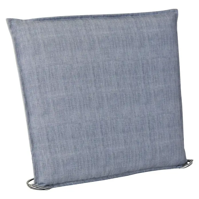 Bonlay Gartenmöbel-Auflage - L x B x H: 40 x 50 x 6 cm, Polyester, Blau/Anthrazit - Nahaufnahme eines quadratischen blauen Sitzkissens mit dezenter Textur und sauberer Kante auf einem Stuhl, ideal für Komfort und Stil.