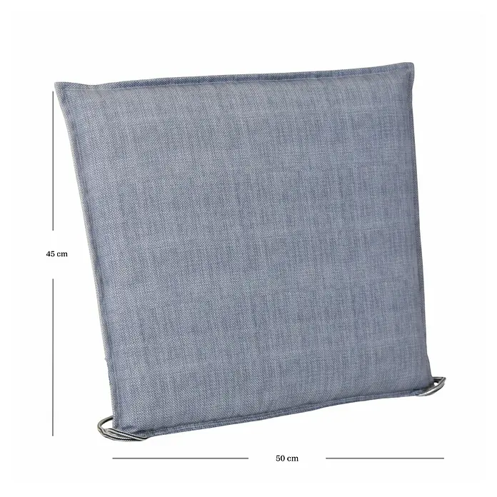 Bonlay Gartenmöbel-Auflage - L x B x H: 40 x 50 x 6 cm, Polyester, Blau/Anthrazit - Nahaufnahme eines quadratischen Sitzkissens in Grau mit den Maßen 45 x 50 cm, ideal für Gartenmöbel. Das Kissen bietet Komfort und Stil für jeden Außenbereich.
