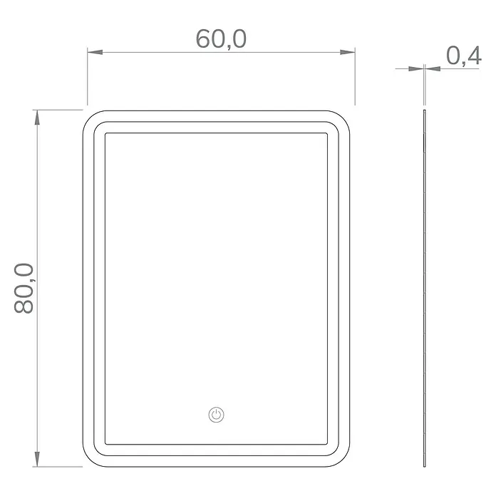Artysan Espejo con luz - An x Al: 60 x 80 cm, LED, 24 W - Imagen de una lámpara de pared LED rectangular negra con dimensiones de 50 x 70 cm y una profundidad de 3,4 cm.