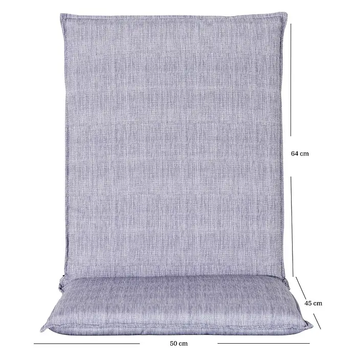 Bonlay Gartenmöbel-Auflage - Standard, L x B x H: 109 x 50 x 6 cm, Polyester 230 g/m², Blau/Anthrazit - Abgebildetes Sitzkissen mit Rückenlehne. Die Maße des Kissens sind 50x64x45 cm. Ideal für bequemes Sitzen im Garten oder auf der Terrasse.