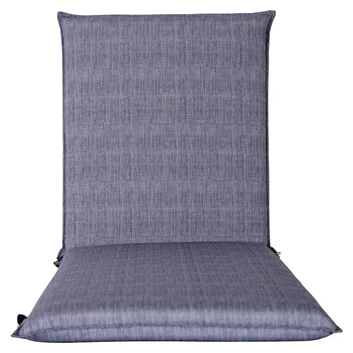 Bonlay Liegenauflage - Sonnenliege, L x B x H: 196 x 60 x 8 cm, Polyester, Blau/Anthrazit - Nahaufnahme eines gepolsterten Stuhlkissens mit grauem Stoffbezug.