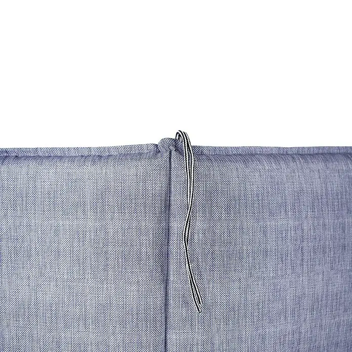 Bonlay Liegenauflage - Sonnenliege, L x B x H: 196 x 60 x 8 cm, Polyester, Blau/Anthrazit - Nahaufnahme einer blauen Kissenbefestigung mit einem gestreiften Band.