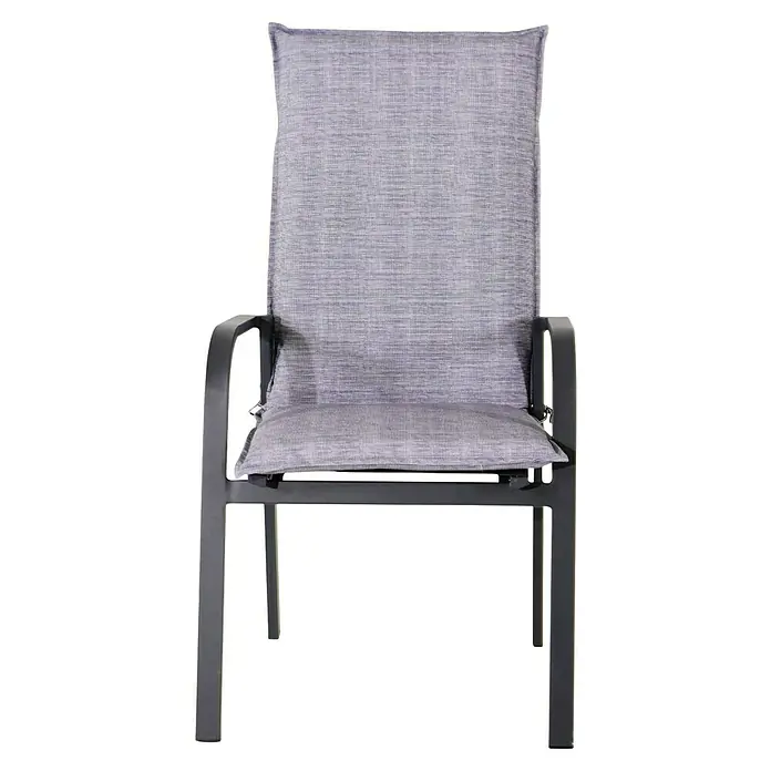 Bonlay Gartenmöbel-Auflage - Hochlehner, L x B x H: 120 x 50 x 6 cm, Polyester 230 g/m², Blau/Anthrazit - Eleganter grauer Armlehnstuhl mit robustem Metallgestell und bequemen Stoffbezügen für stilvollen Komfort im Innen- und Außenbereich.
