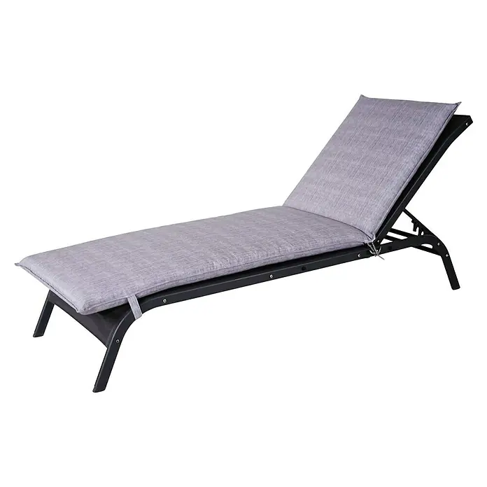 Bonlay Liegenauflage - Sonnenliege, L x B x H: 196 x 60 x 8 cm, Polyester, Blau/Anthrazit - Hier ist eine elegante graue Liege mit einem stabilen schwarzen Rahmen, ideal für entspannende Stunden im Freien. Genießen Sie Komfort und Stil!