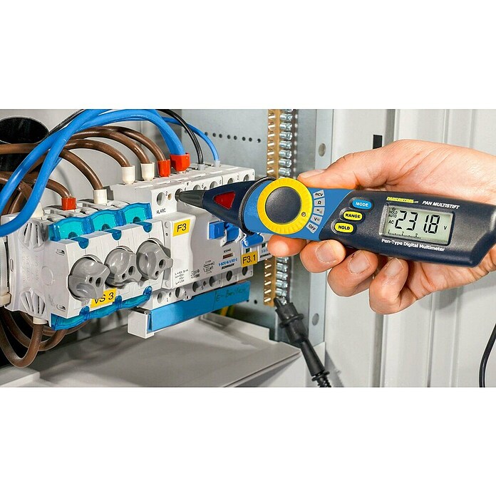 Pancontrol Digital-Multimeter PAN (Schwarz/Blau/Gelb, L x B x H: 208 x 40 x 32 mm, 1,5 V) | BAUHAUS