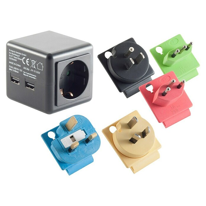 USB-Reisestecker (2 USB-A-Anschlüsse, Grau) | BAUHAUS