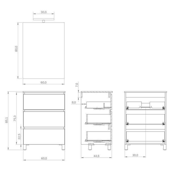 Artysan Conjunto de mueble de baño Neeko (Ancho: 60 cm, Blanco, 3 pzs.) | BAUHAUS