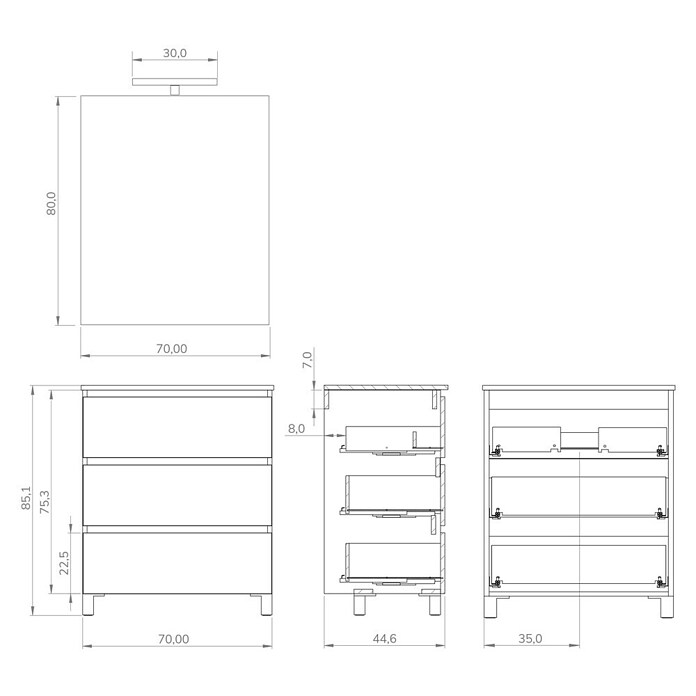 Artysan Conjunto de mueble de baño Neeko (Ancho: 70 cm, Negro, 3 pzs.) | BAUHAUS