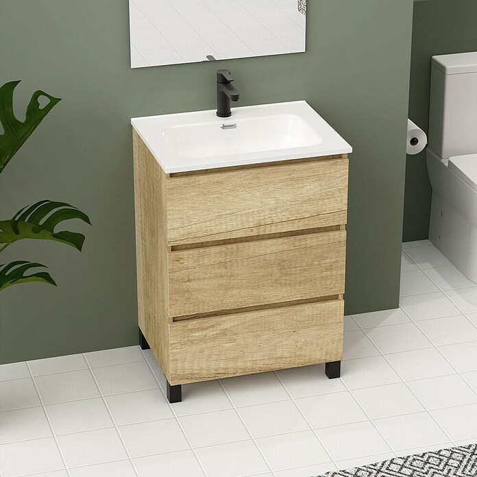 Artysan Conjunto de mueble de baño Neeko (Ancho: 60 cm, Nature, 3 pzs.) | BAUHAUS