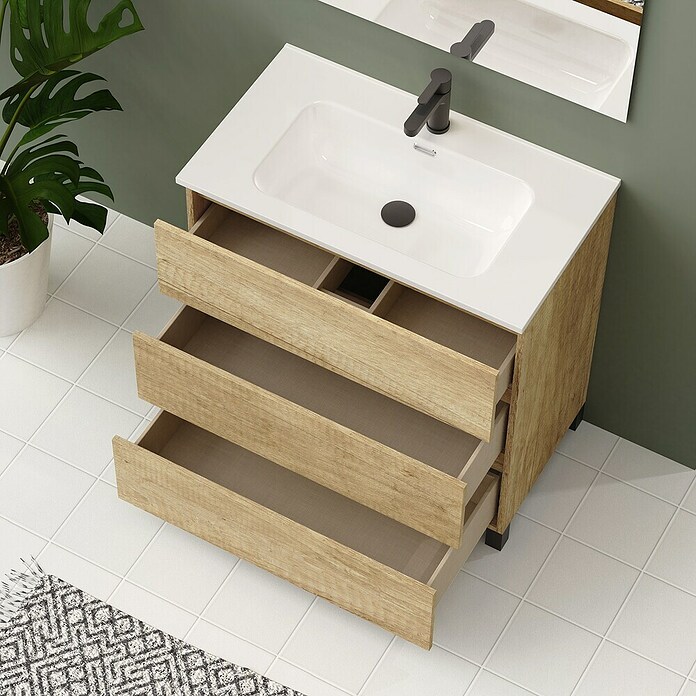 Artysan Conjunto de mueble de baño Neeko (Ancho: 80 cm, Nature, 3 pzs.) | BAUHAUS